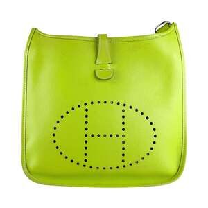 Hermes Hermès Evelyn III PM Shoulder Bag in Apple Green and Silver Leather, M...